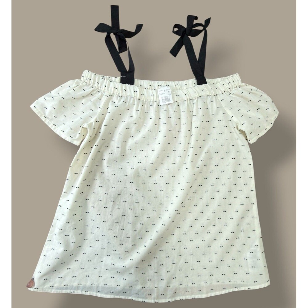 Motherhood Off Shoulder Tie Shoulder Top Size M Flowy Airy Picnic 100% Cotton